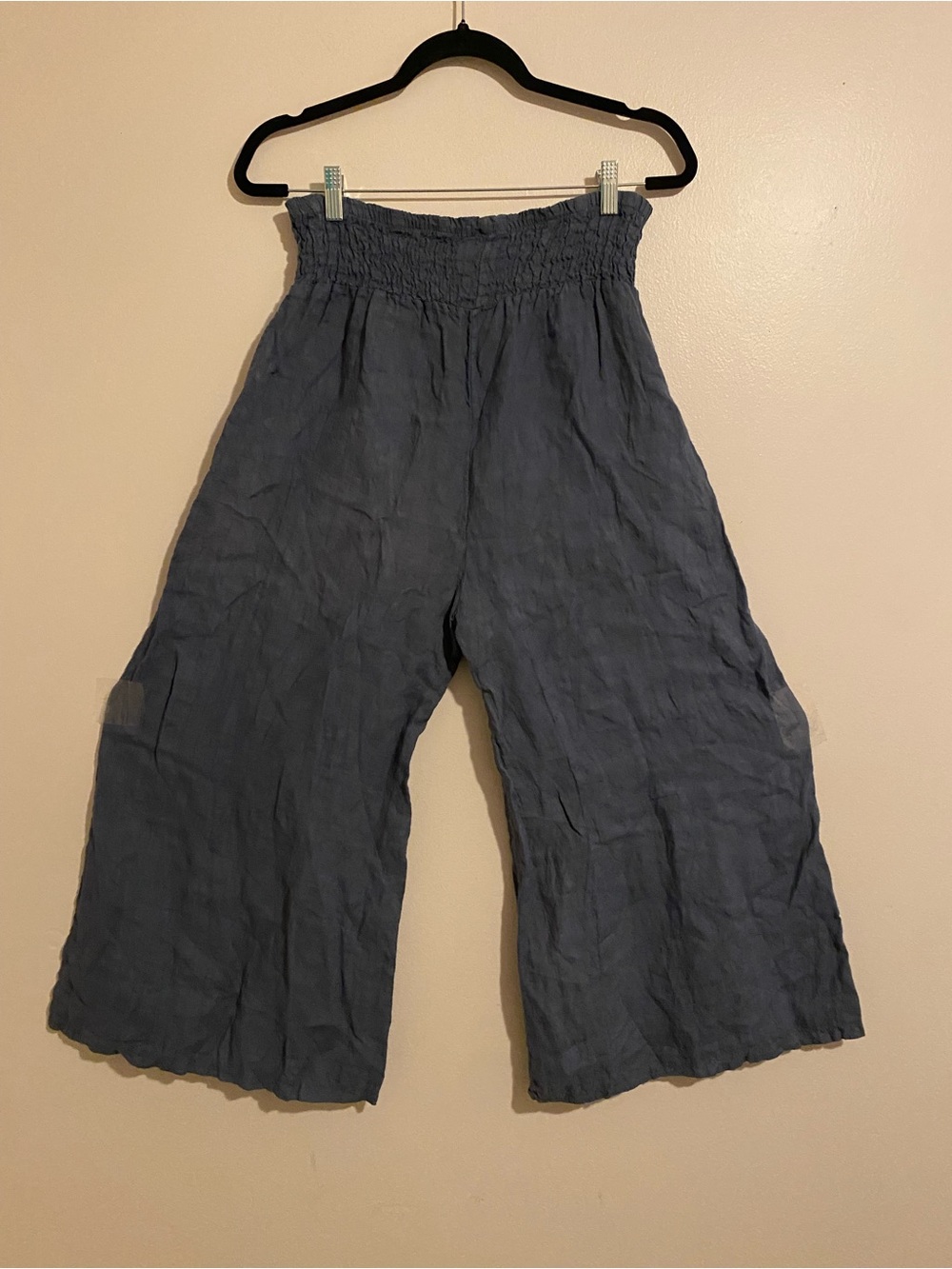 NT By Annette Navy Smocked Waist Wide Leg Pants